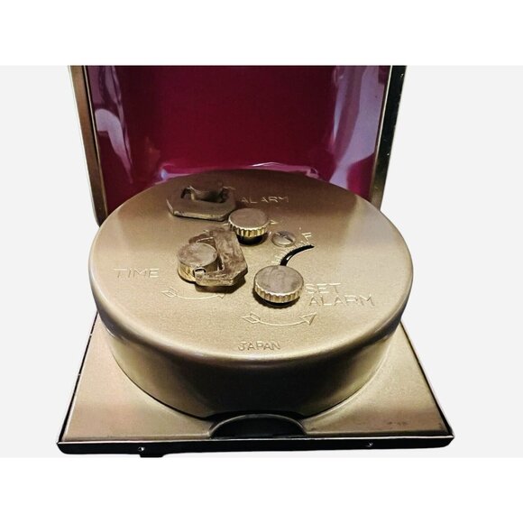 Vintage ELGIN Travel Alarm‎ Clock Red Case Windup Japan - Picture 3 of 3